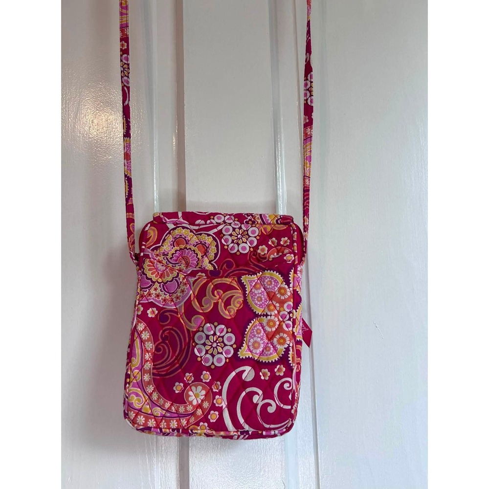Vera Bradley Crossbody Bag Womens Small Pink Paisley Quilted Floral Travel